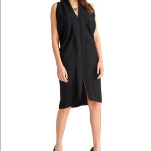 RuffledSleevelessVNeckKneeLengthTunicCocktailDress